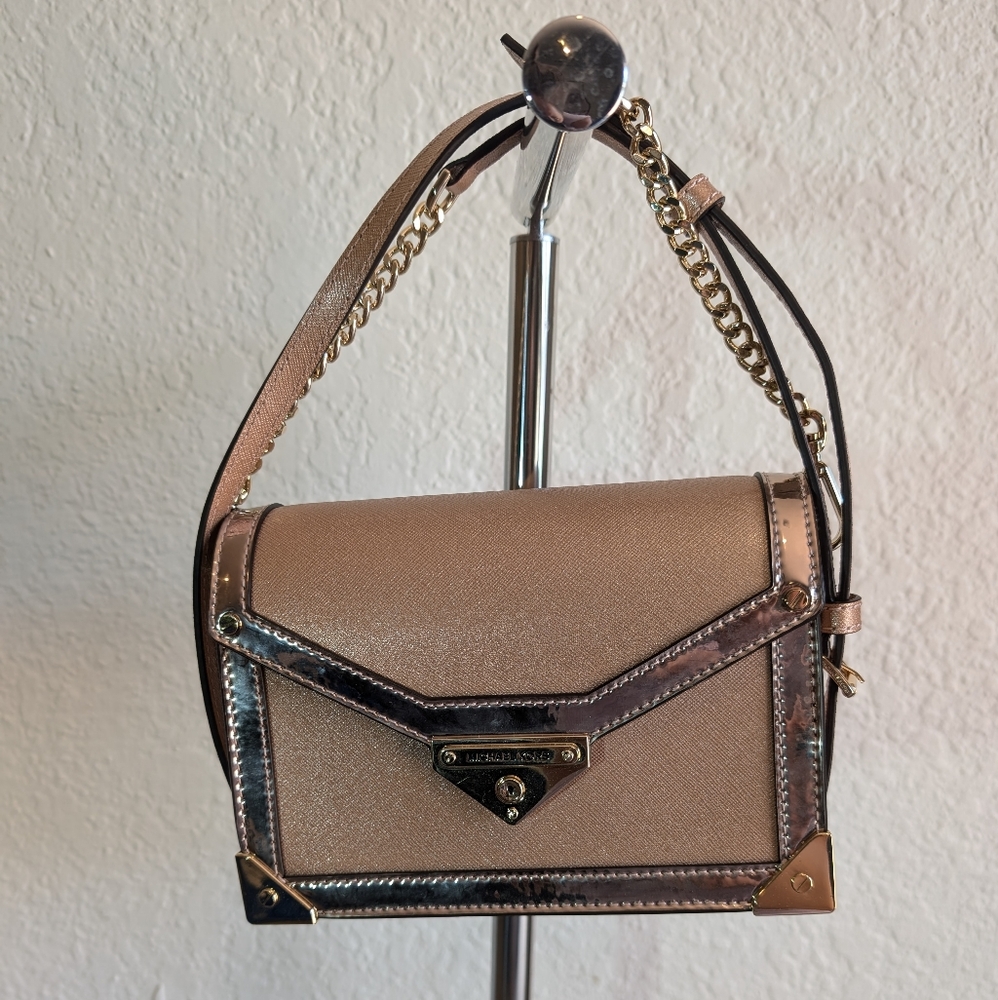 Michael Kors Beige and Gold Crossbody Bag